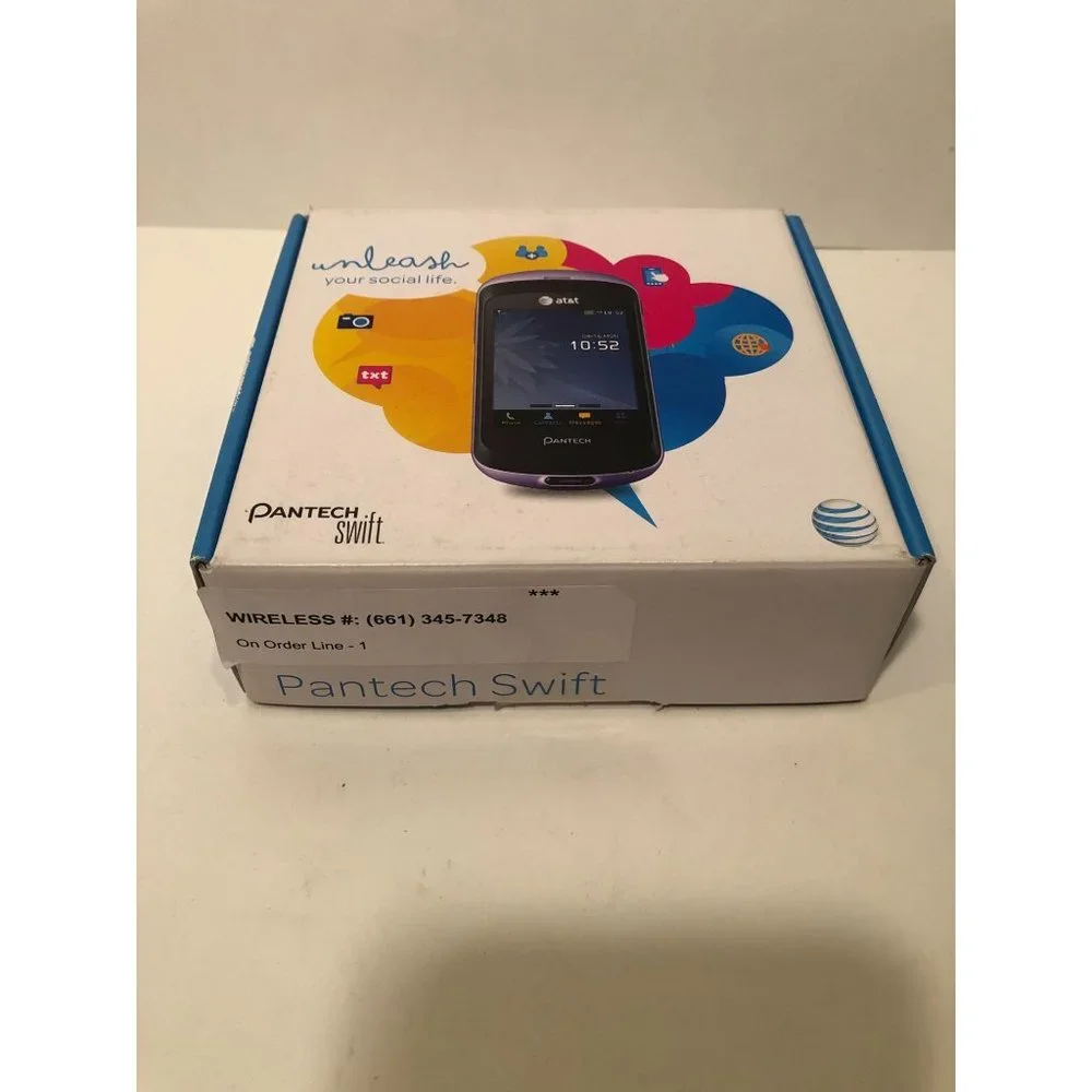 Pantech Swift P6020 Purple (AT&T) 3G Keyboard Cell Phone Touch w/Box